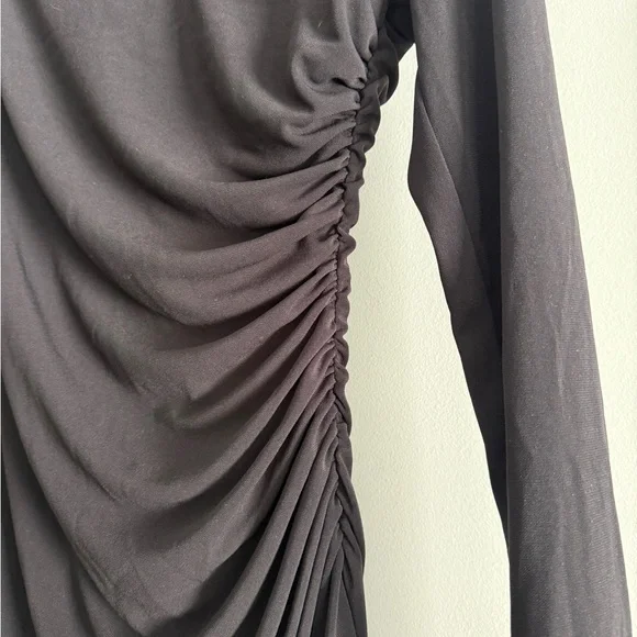 Zara Black Ruched Long Sleeve Dress - Picture 3 of 6